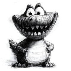 Adorable Cartoon Dinosaur Monster Character in Playful Design for Children's Art