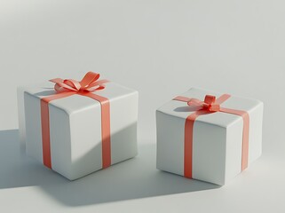 Obraz premium white gift with red ribbon on white background