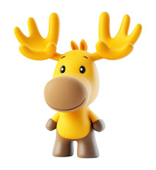 Cute Cartoon Moose Illustration with Transparent Background for Design Projects