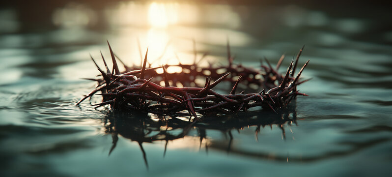 cross of the thorns on the sunset.