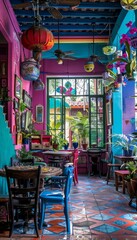 Obraz premium Vibrant photography spot with versatile model spaces under bright natural light and rich colors