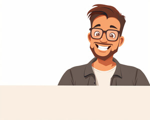 Smiling Young Man with Glasses Illustration - Perfect for Business Presentations and Social Media Banners