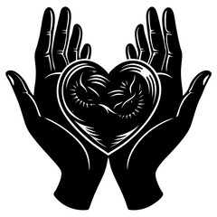 hands in heart vector