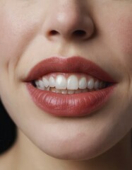 Fototapeta premium Close-Up of Healthy Teeth and Lips in Natural Lighting