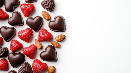 Close-up view of romantic valentine's day strawberries and chocolates