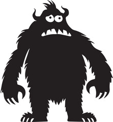 Cute monster silhouette isolated on white background