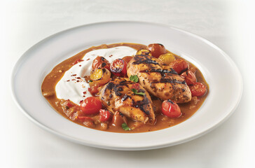 Fototapeta premium chicken breasts grill marks with sauce