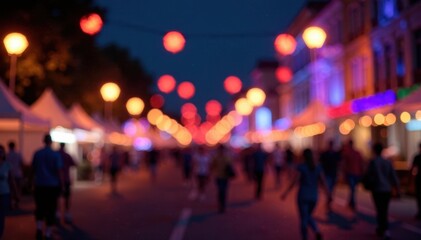 Blurred night festival lights, vibrant bokeh street scene, event, scene