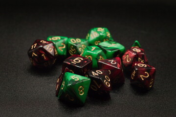 Red & Green Dice Roll - Black Background