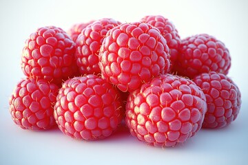 Fresh, vibrant raspberries stacked together, showcasing their ri