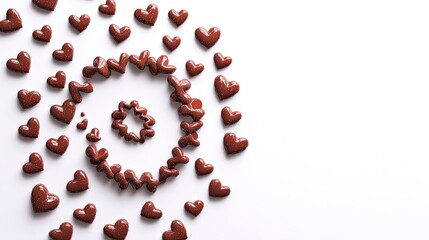 Chocolate hearts arrangement in romantic studio art close-up