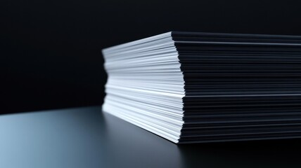 Document stacks arrangement office setting photography minimalist environment close-up view organizational concept