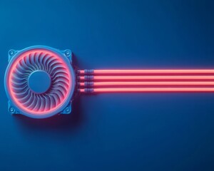 Futuristic Cooling System with Neon Accents Advanced Technology and Energy Efficiency in Modern Electronics
