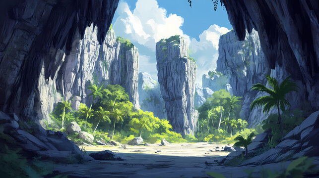 Explore the breathtaking limestone formations of tsingy de bemaraha. Glimmerstone. Illustration