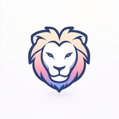 Obraz premium Lion Head Logo on White, Gradient Mane, Possible Use Mascot or Symbol, Business Emblem, Icon