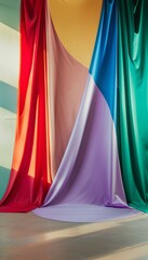 Bright and spacious photography studio with natural light and vibrant colors for model shoots