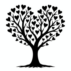 Obraz premium Heart-shaped tree design with hearts on branches, love symbolism