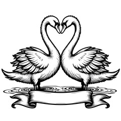 Obraz premium Swans forming a heart with their necks, symbolizing love