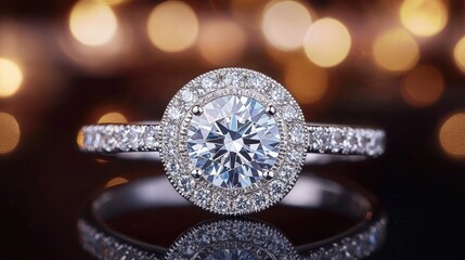 Elegant Diamond Halo Engagement Ring Design