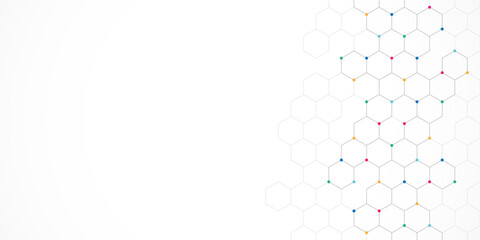 Vector illustration of hexagons pattern. Geometric abstract background with simple hexagonal elements. Creative idea for medical, technology or science design