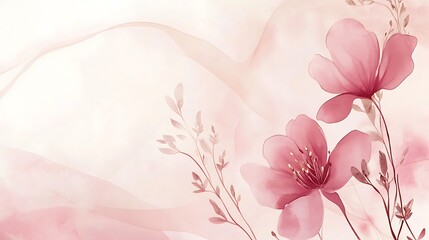 Fototapeta premium Delicate Pink Blossoms With Sheer Fabric Background