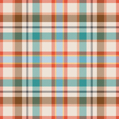 Plaid seamless pattern. Check line. Repeating tartan checks design. Repeated scottish stripe flannel. Scotland fabric prints. Gingham twill lattice. Repeat ekose weave plaids. Vector illustration