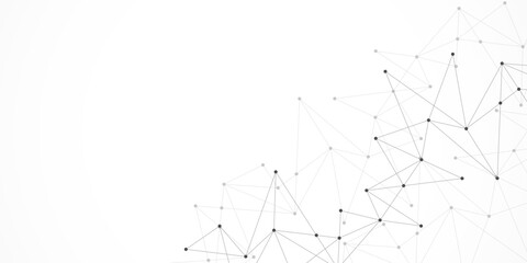 Vector illustration of minimalistic design with connecting the dots and lines. Abstract geometric background of science and technology concept