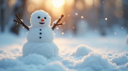 Melting snowman, winter scene, close-up of drippy snow
