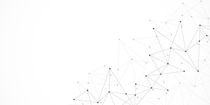 Vector illustration of minimalistic design with connecting the dots and lines. Abstract geometric background of science and technology concept