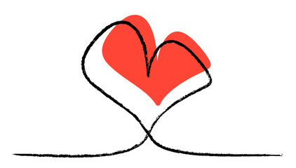 Stylized red heart embraced by bold black lines. Vector illustration ideal for creative and romantic projects.