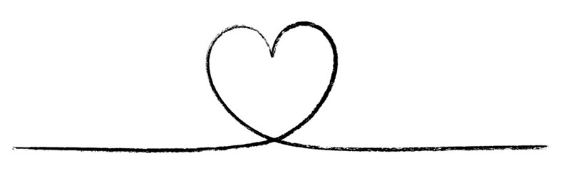 Vector illustration of a simple hand-drawn heart with an extended connecting line, ideal for romantic or decorative designs.