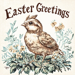 Easter card vintage design style. Easter Greetings