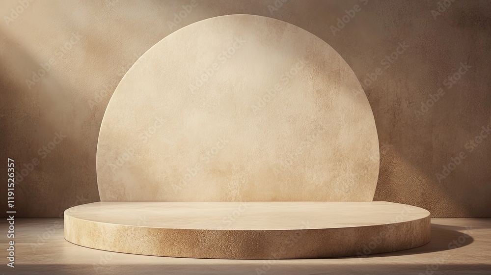 Poster Minimalist Beige Circular Platform Display Background