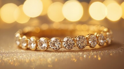 Gold band ring adorned with sparkling diamonds