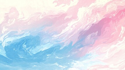Abstract Pastel Swirl Painting Blue Pink White