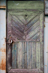 Old Wooden weathered Vintage Door in Green Color