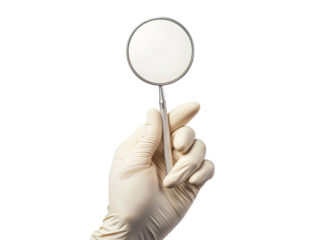 Hand Holding a Dental Mirror in a Medical Environment Isolated on transparent background