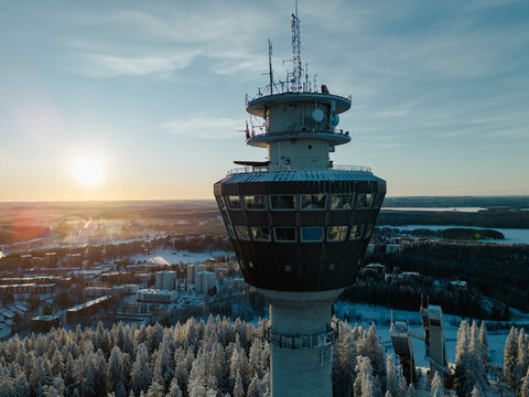 Winter closeup of Puijo tower, Kuopio