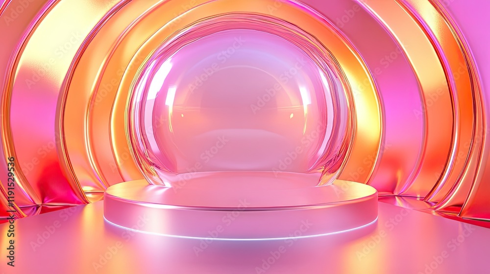 Poster Abstract Pink and Orange Gradient Display Platform