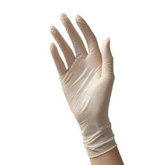 Hand in Latex Glove for Medical or Hygiene Use Isolated on transparent background
