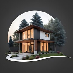 Modern house, A medium-sized urban townhouse with a sleek, modern facade, rooftop terrace, and minimal landscaping, ideal for a compact, city living home concept.