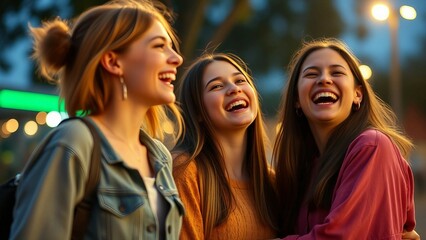 Fototapeta premium Several girls happily laughing
