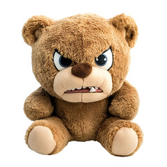 Angry Brown Teddy Bear Plush Toy Grumpy Face Stuffed Animal Fur Mad Soft Cute Mood Eyes Funny Teeth 