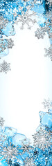 frames and background snow and winter motif for 2025, snowflakes and diamonds