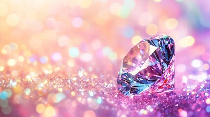 Sparkling Gemstone Rests on Shimmering Glitter