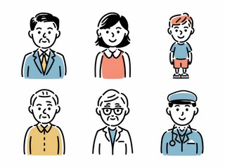 Diverse People Icons Illustrating Various Professions and Ages