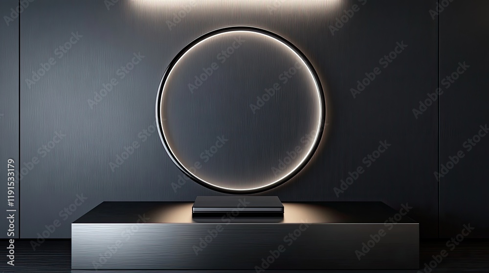 Aufkleber Minimalist Dark Display with Illuminated Circular Frame