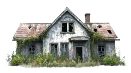 Abandoned house with broken windows