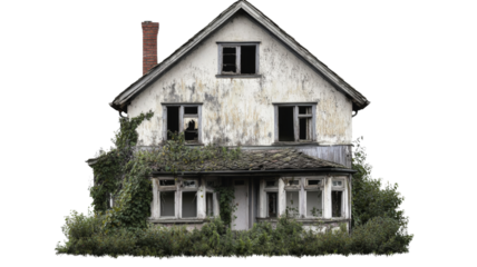 Abandoned house with broken windows
