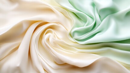 Obraz premium Swirling Cream and Mint Green Silk Fabric Drapery